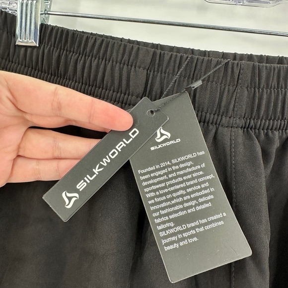 NWT Silkworld Black Elastic Waist Lined Zip Pockets Swim Trunks Size Small - Picture 7 of 11